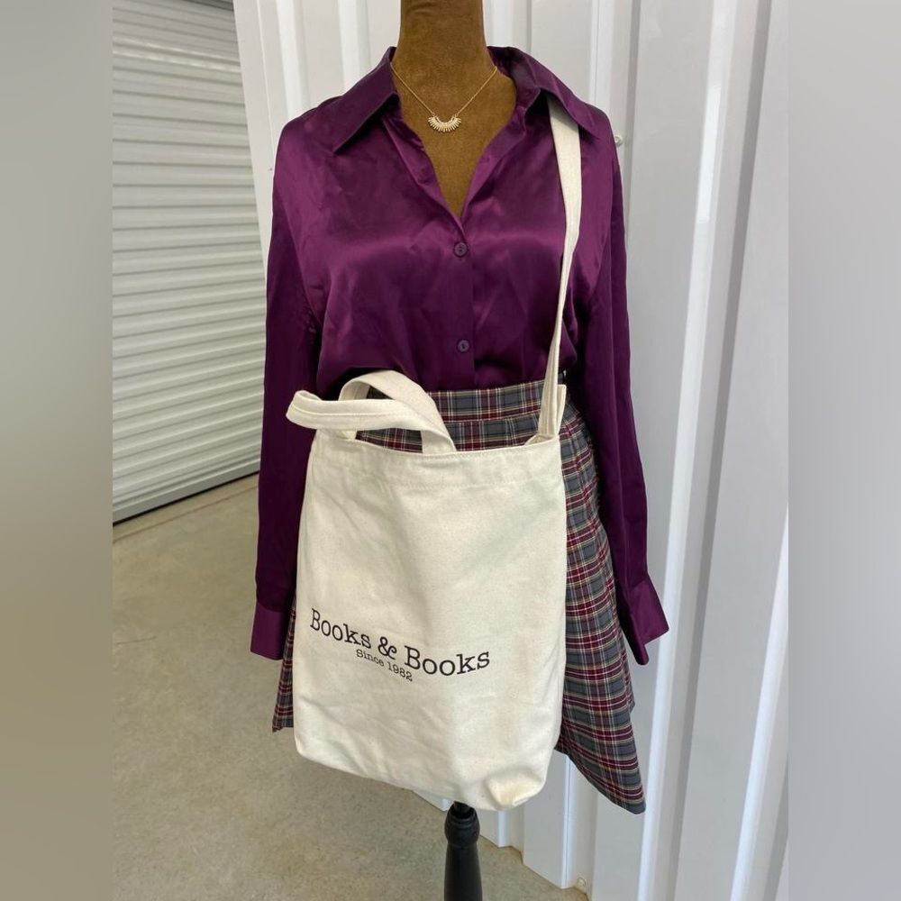 Baggu Dark Academia Twee College School White Books&Books Canvas Tote Bag - Picture 4 of 8